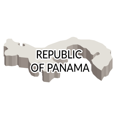 パナマ共和国無料フリーイラスト｜英語・立体(白)